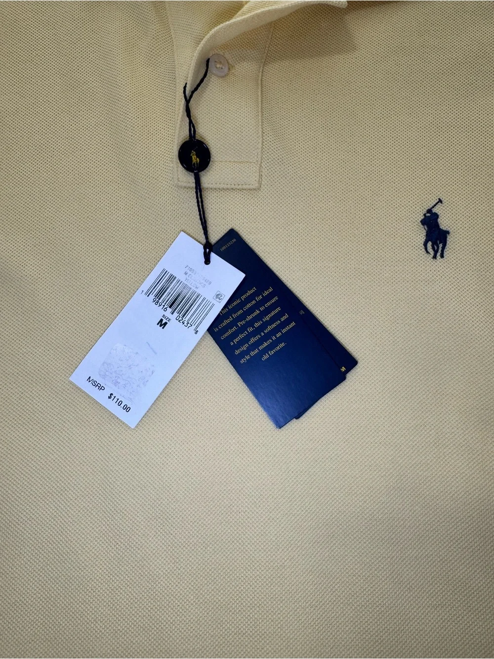 Polo Ralph Lauren Classic Fit Yellow Polo Men M NWT $110